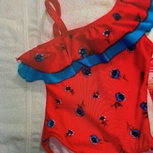Floral Red Kids Swimwear